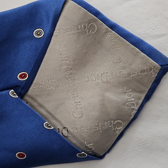 Christan Dior Blue Print Silk Neck Tie - Picture 6 of 9